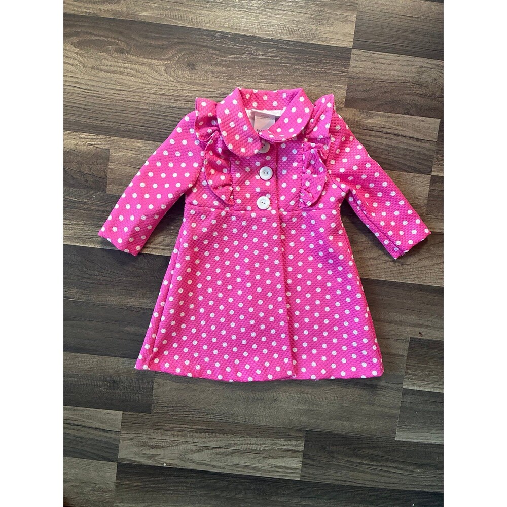Bonnie Baby Pink & White Polka Dot Dress Coat – 18M